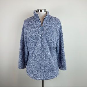 Excurzion Navy Blue Soft Fuzzy Quarter Zip Pullover Long Sleeve Sweater Large